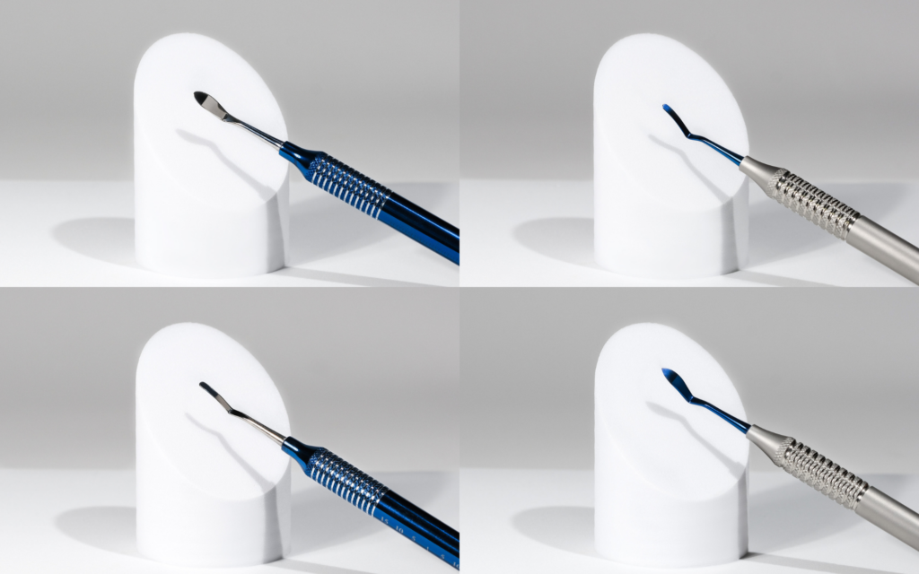 collage of 4 dental instruments against a backdrop