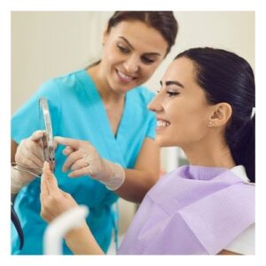 woman after dental composite work